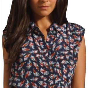 Equipment Silk Floral Sleeveless Blouse